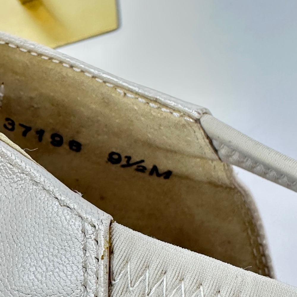 Vintage Ros Hommerson Champagne Pearl Leather T-Strap Block Heel pumps 9.5M - Picture 4 of 8